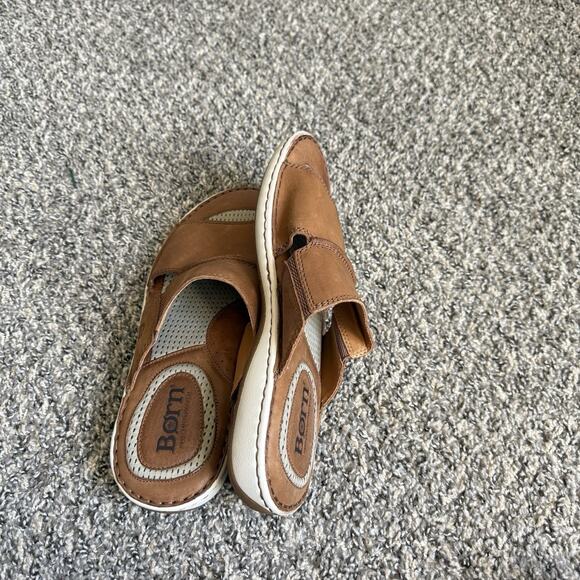 Born Men\'s Flores Full Grain Leather Slip-On Sandal Camel Brown Slide Sz 12 M main image 5